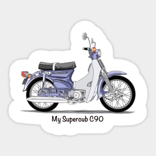 Drawing of Retro Motorcycle Honda Cub C90 Sticker